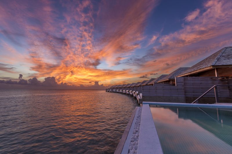 Maldives - Lhaviyani Atoll - 1567 - Hurawalhi Island Resort - Ocean Pool Villa Exterior at sunset