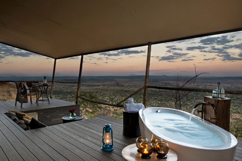 Tanzania - 17467 - Tarangire National Park - Lemala Mpingo Ridge - Decking and bathtub views at dusk